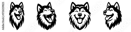 Modern Minimalist Akita Dog Head Portrait Loving Icon, Flat Silhouette of an Affectionate Pet Vector for Cute Illustration Design