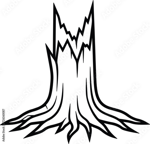 Vector Tree stump isolated cut trunk silhouette Illustrator