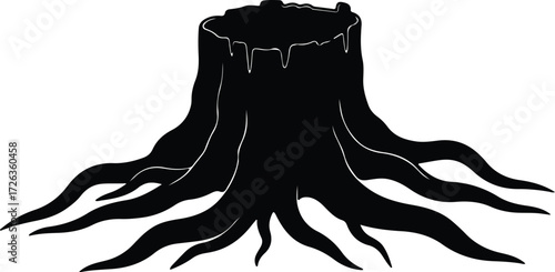 Vector Tree stump silhouette isolated against a white background Illustrator