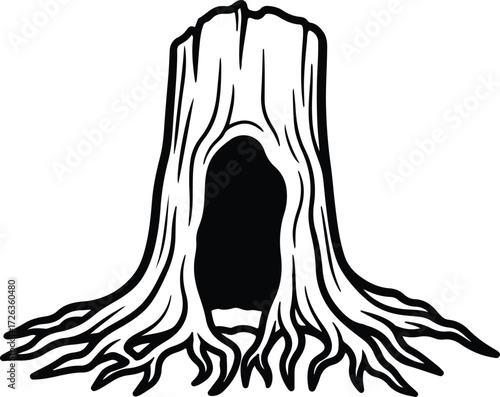 Vector Tree stump silhouette forest deadwood nature hollow Illustrator