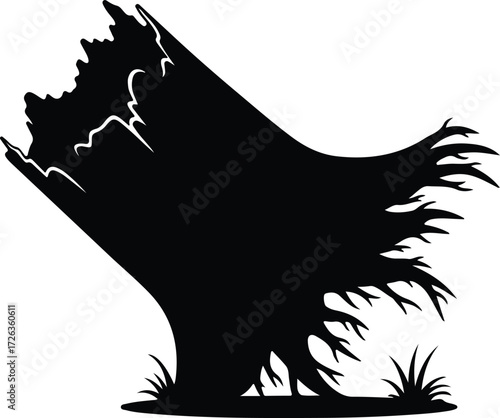 Vector Tree stump snag nature element plant silhouette Illustrator