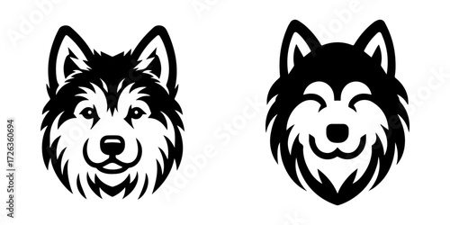 Modern Minimalist Akita Dog Icon, Flat Silhouette of a Pet Animal Vector for Happy Expression Illustration Design