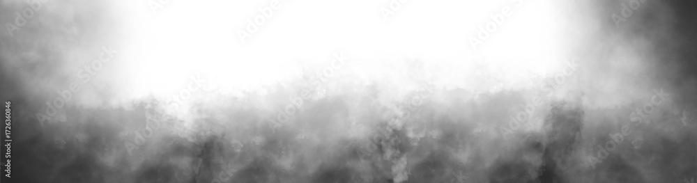 Naklejka premium Gray Smoke cloud particles isolated on transparent empty background. realistic smoke fog overlay. Realistic dry ice smoke clouds fog overlay template.