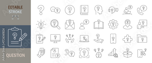 Question icon set. Editable line icons. Vector illustration.