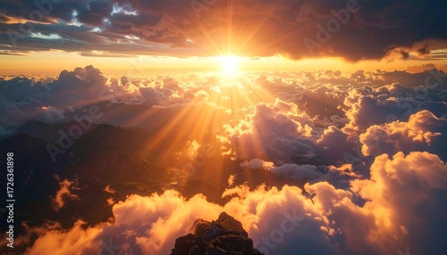 Sunrise over mountain peaks