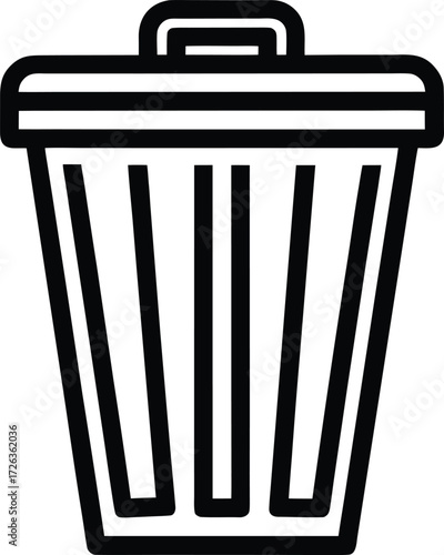 Trash Bin Vector | Garbage Can Waste Container Icon