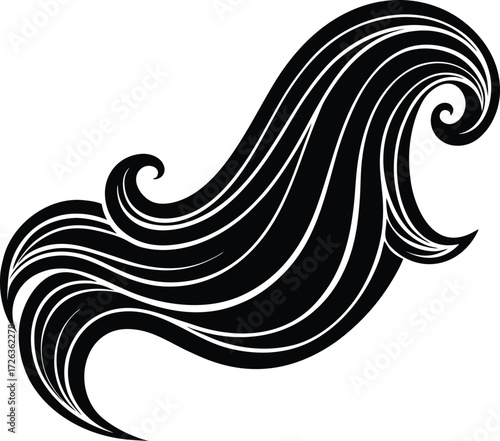 Wavy Hair Vector | Hairstyle Silhouette Design