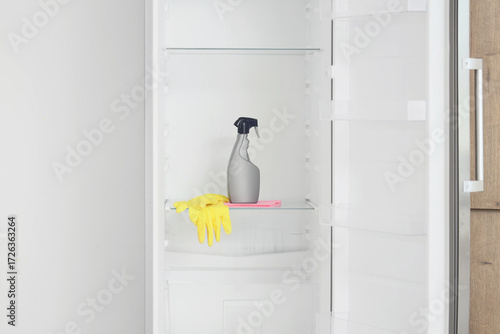 Open fridge with detergent ...