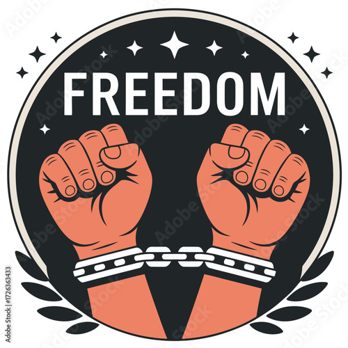 Fists breaking chains symbolizing freedom and liberation