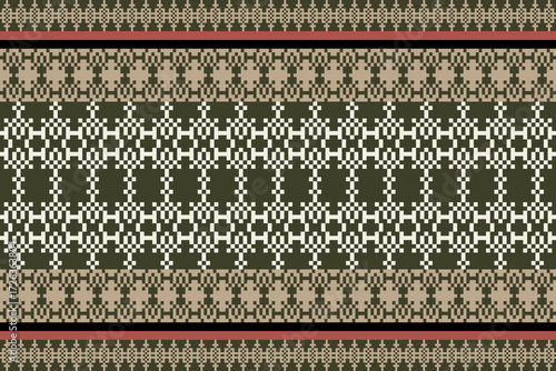 Transform classic embroidery into modern pixel style with this pixel art fabric, traditional embroidery motifs