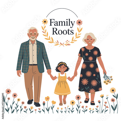 Generations of love family roots illustration