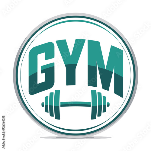 Modern gym logo with dumbbell and bold text