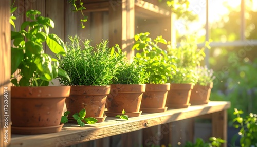 Sun-drenched herb garden