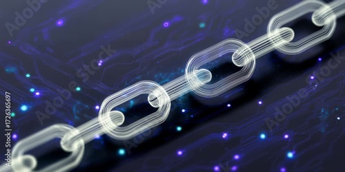 Animated Blockchain Links Over Digital Circuitry Background | Cryptocurrency and Security