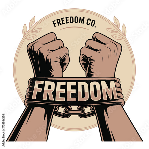 Hands breaking free from chains symbolizing freedom and liberation