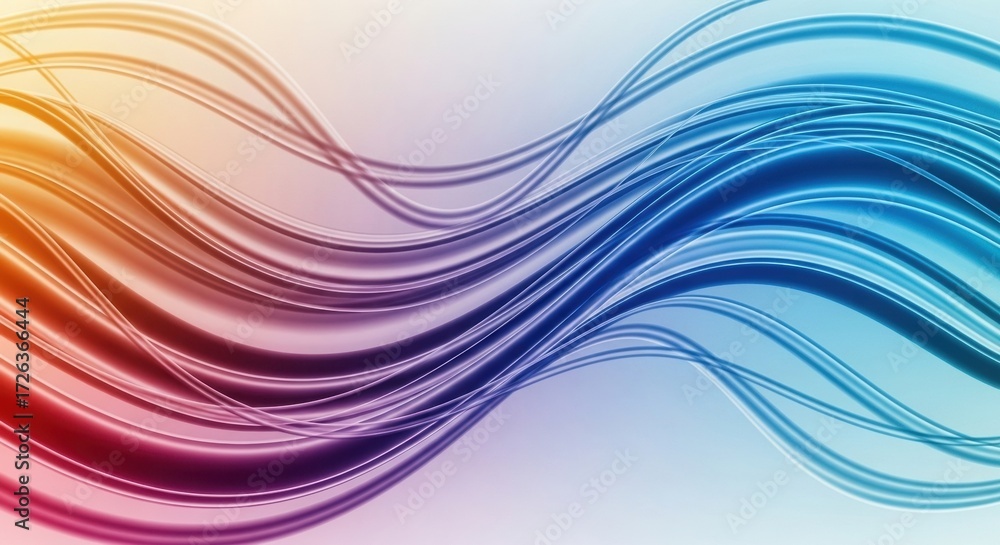 Fototapeta premium Smooth colorful abstract wave lines with gradient flow background.