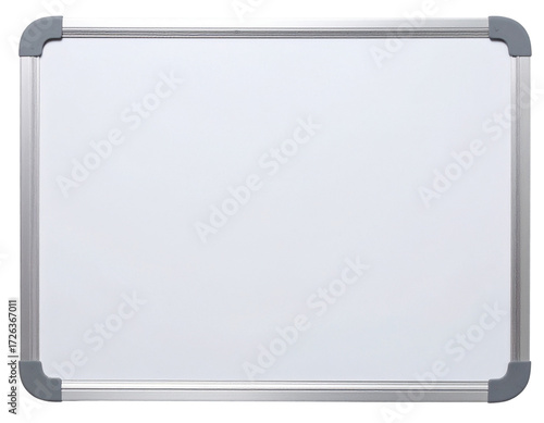 Top-Down Perspective of Blank White Board with Silver Frame, isolated on transparent background PNG
