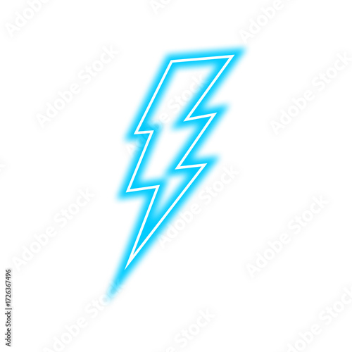 Free Download Bright blue neon-style lightning bolt graphic isolated on a clean white background. - GFXLoad