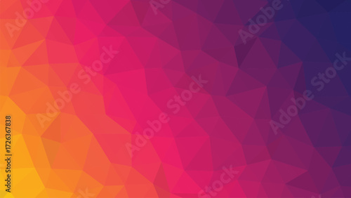 Abstract low poly geometric background with vibrant yellow orange pink and purple gradient