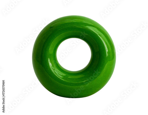 Top-Down Flat Lay of Green Ceramic Vase, Minimalist Design, isolated on transparent background PNG