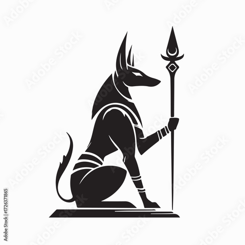 Anubis Logo Vector Ancient Egyptian Mythology God Symbol Design Illustration Art