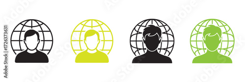 Connected Community with Globe and People Icons