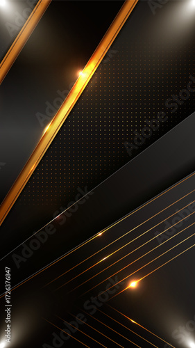 Elegant luxury vertical black gold gradient background with light shadow, abstract design for business presentation slides, premium marketing banners, mobile wallpaper or smartphone, not AI generated