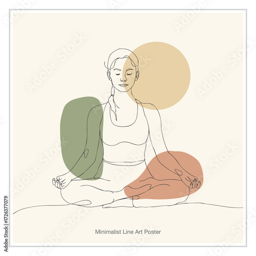 Find inner peace with this elegant line art of a woman in lotus pose, perfect for yoga studios, wellness blogs, or a calming minimalist aesthetic