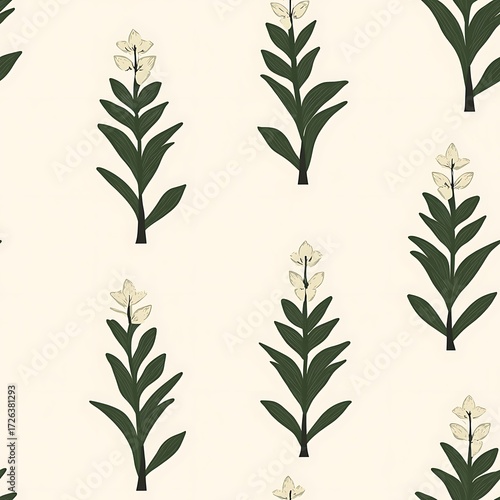 Minimal Yucca Flower Vector Seamless Pattern for Botanical Design