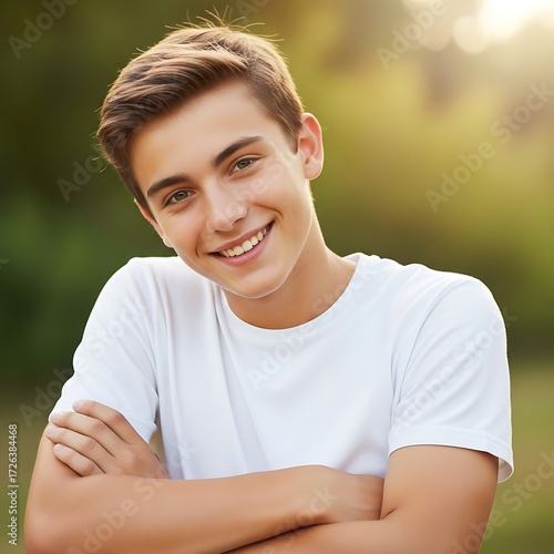 Smiling Teenager Outdoors Portrait.