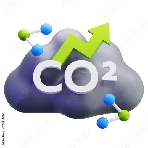 Dynamic visual of increasing carbon dioxide (CO2) emissions, symbolizing environmental impact, atmospheric pollution, and the urgent global warming crisis affecting our planet