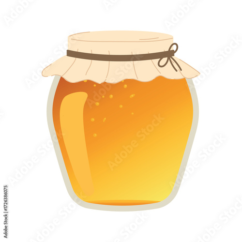 Jar of honey cartoon vector element illustration. 