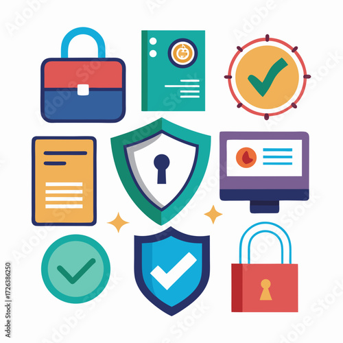 Secure digital world with robust protection concepts including locks shields and verified checks for data safety and privacy