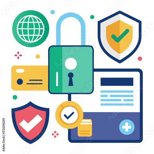 Secure your digital world with advanced online protection, safeguarding data and transactions with modern security concepts and trust emblems.
