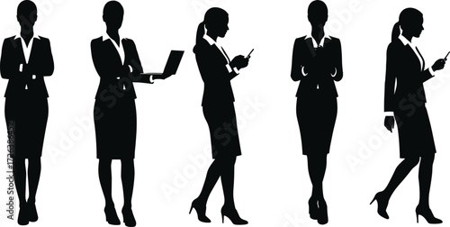 Businesswoman silhouette, professional female worker, corporate woman pose, office lady standing, business attire, confident executive, leadership, technology,
