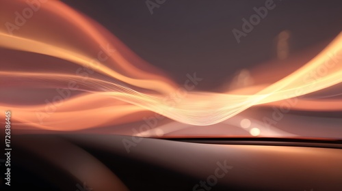 Wallpaper Mural Autonomous car interior blurred glowing ambient strips forming wave-like patterns Torontodigital.ca