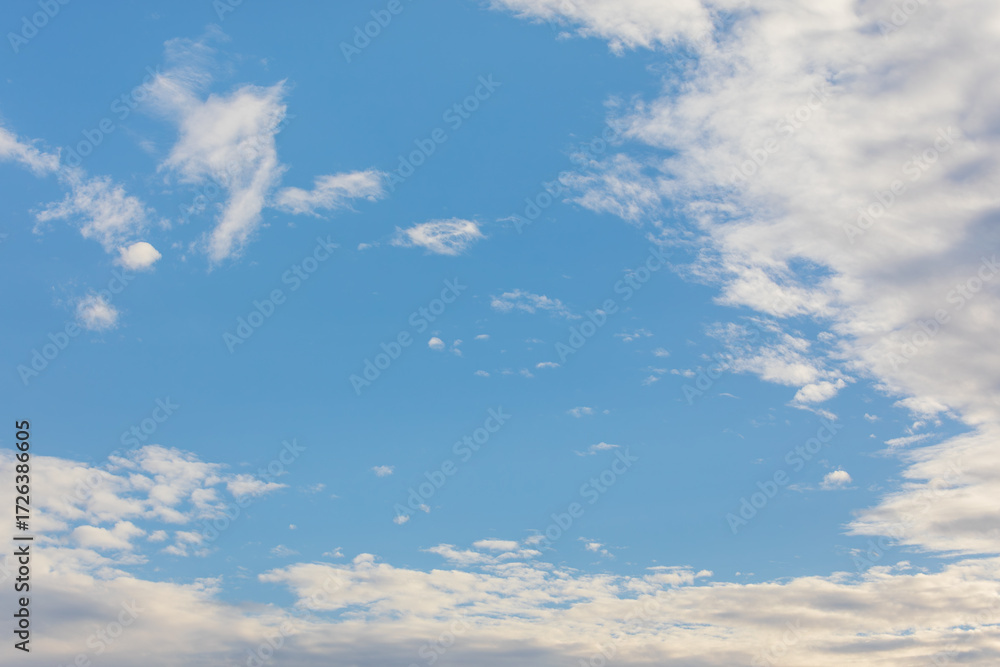 Fototapeta premium Bright Blue Sky with Scattered White Clouds