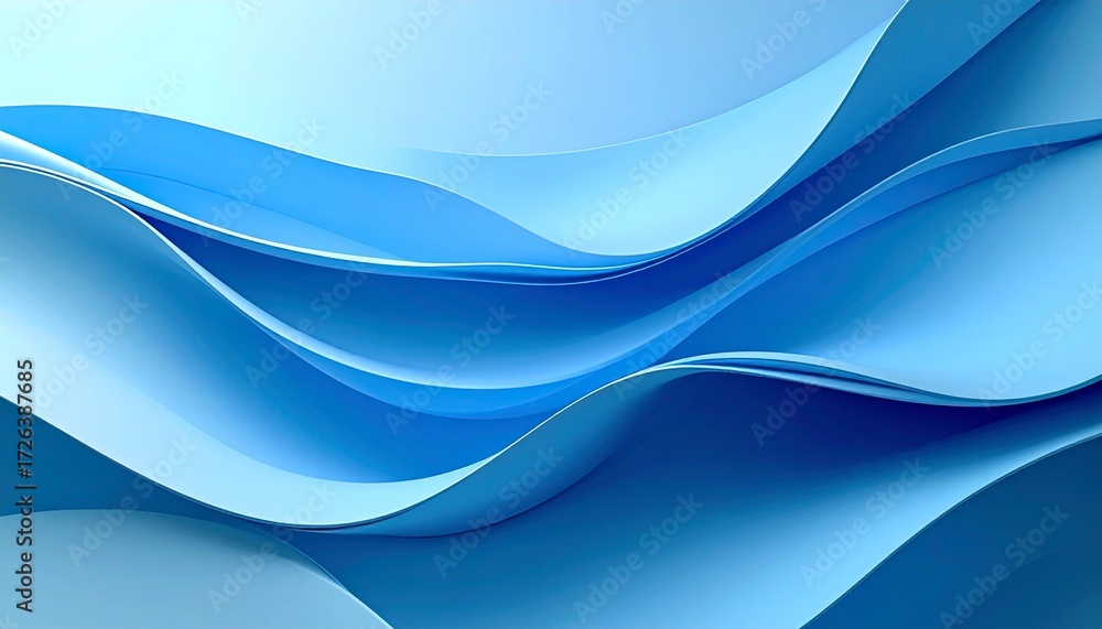 Fototapeta premium Abstract blue gradient with layered folded curves and soft shadows, evoking motion, elegance, and digital serenity.