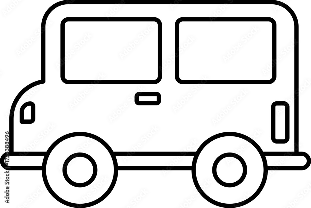 Fototapeta premium Car Vector Illustration. Simple Outline Car Coloring Page