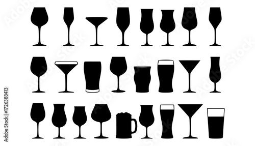 Set of Black Drinkware Silhouettes