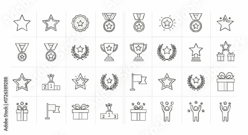 Collection of handdrawn icons for achievement and success