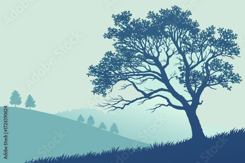 Monochrome Polar Bear Standing in Bushes Vector Outline Art