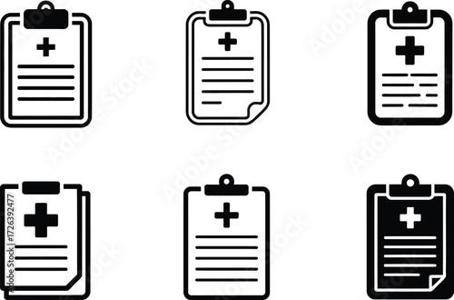Medical Clipboard Icons: Health Records and Patient Information