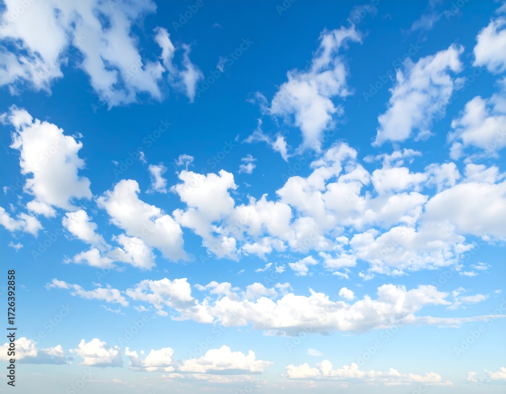 Obraz premium A vast expanse of a clear blue sky dotted with fluffy white clouds