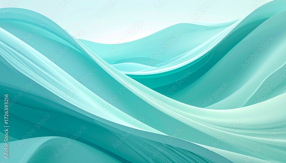 Fototapeta premium Abstract teal and blue background with smooth flowing curves and soft motion, elegant and minimal design