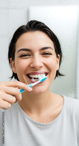 Woman Brushing Teeth, Healthy Smile, Oral Hygiene.