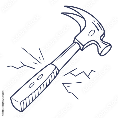 Hammer hitting surface, vector illustration