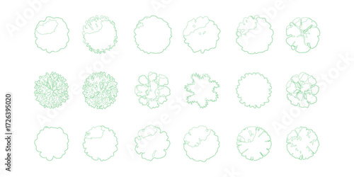 Top View Tree Outlines Collection Green for Landscape Architecture Design and Planning