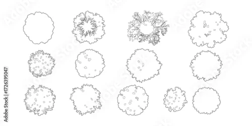 Obraz Top View Tree Outlines Collection Diverse Botanical Silhouettes for Architectural Plans