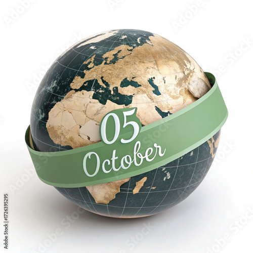 earth globe with 05 oct 